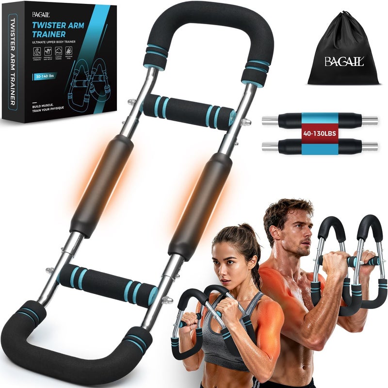 BAGAIL Twister Arm Trainer, 5 or 9 Level Resistance (30-140 lbs) for Chest & Arm Workout, All-in-One Home Gym Strength Training Equipment with Ergonomic Grips & Carry Bag for Men and Women - Image 1